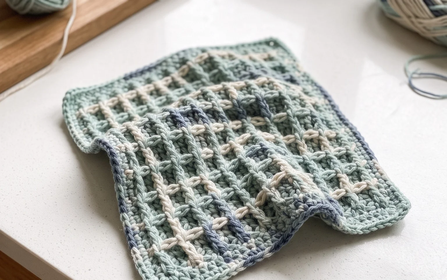 Free Waffle Stitch Dishcloth Pattern for Beginners