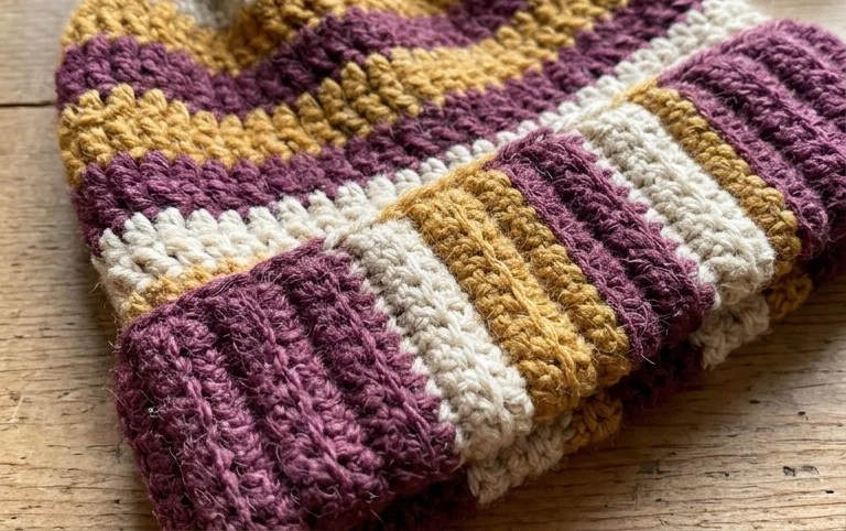 Crochet Celtic Stripes Beanie Free Pattern