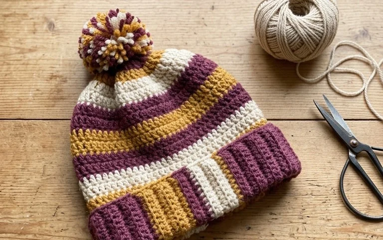 Easy Crochet Celtic Stripes Beanie Free Pattern Guide