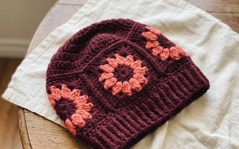 Floral Crochet Slouchy Hat: Free Beginner Pattern