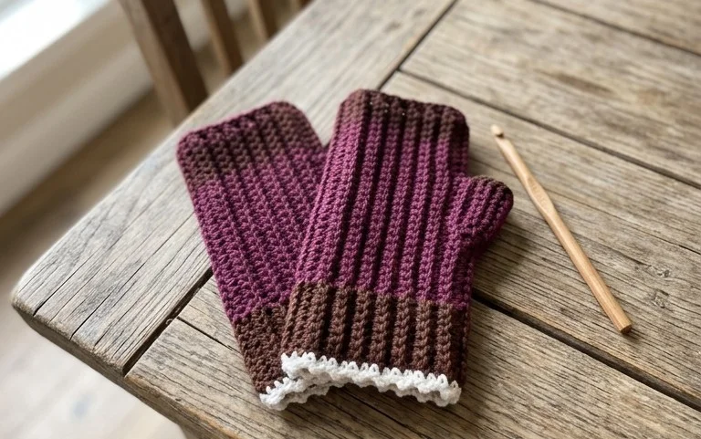 Easy Ribbed Wrist Warmers: Free Beginner Crochet Pattern