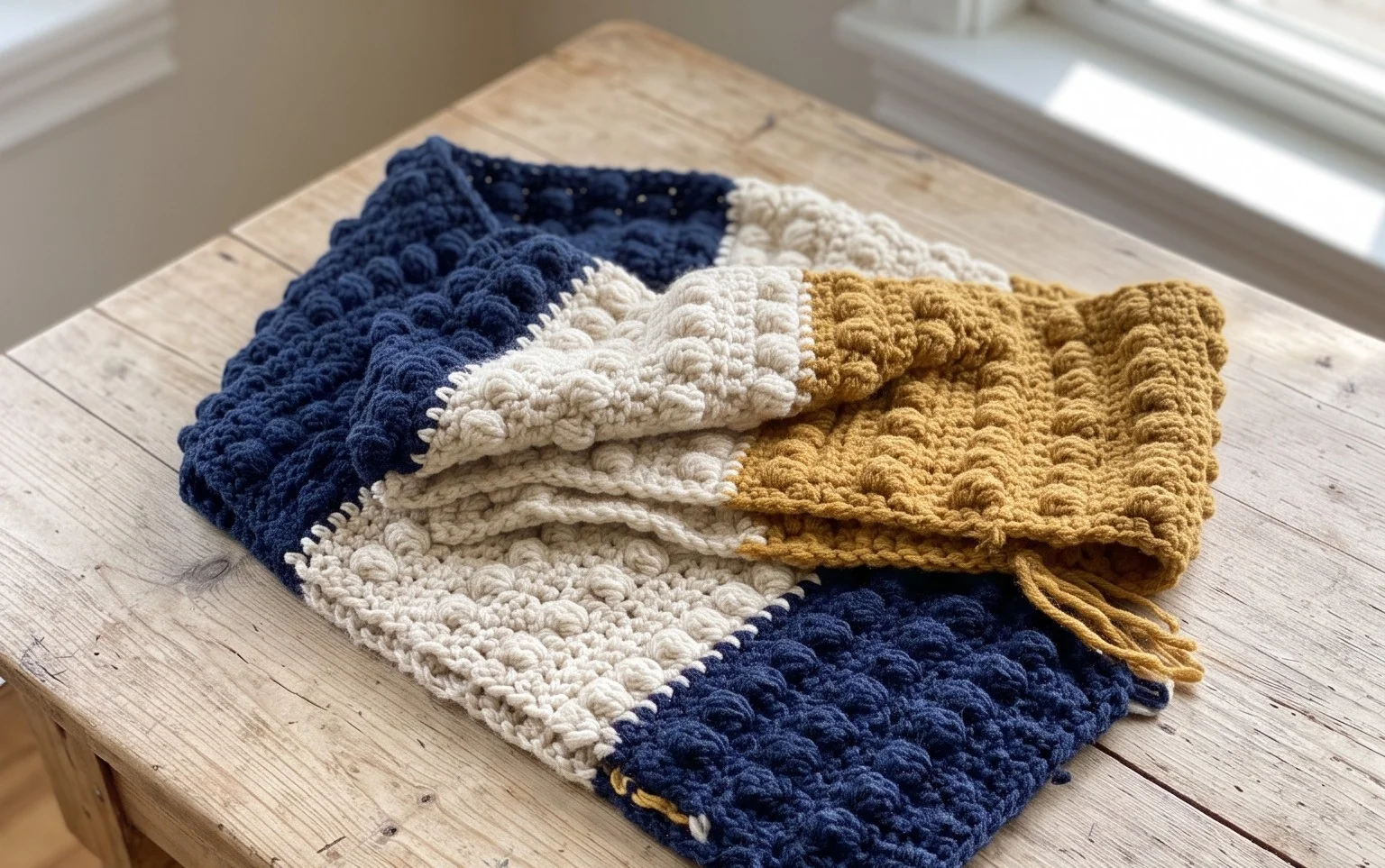 Easy Color Block Super Scarf: Free Beginner Crochet Pattern