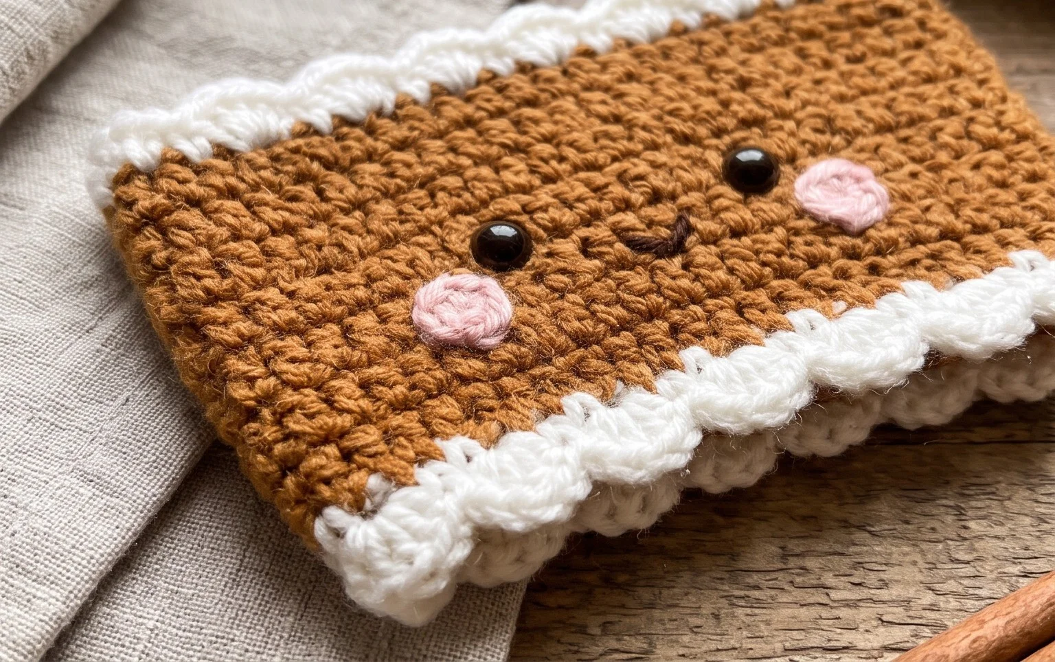 Gingerbread Cup Cozy - Free Crochet Pattern
